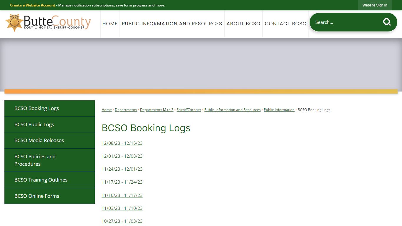 BCSO Booking Logs | Butte County, CA