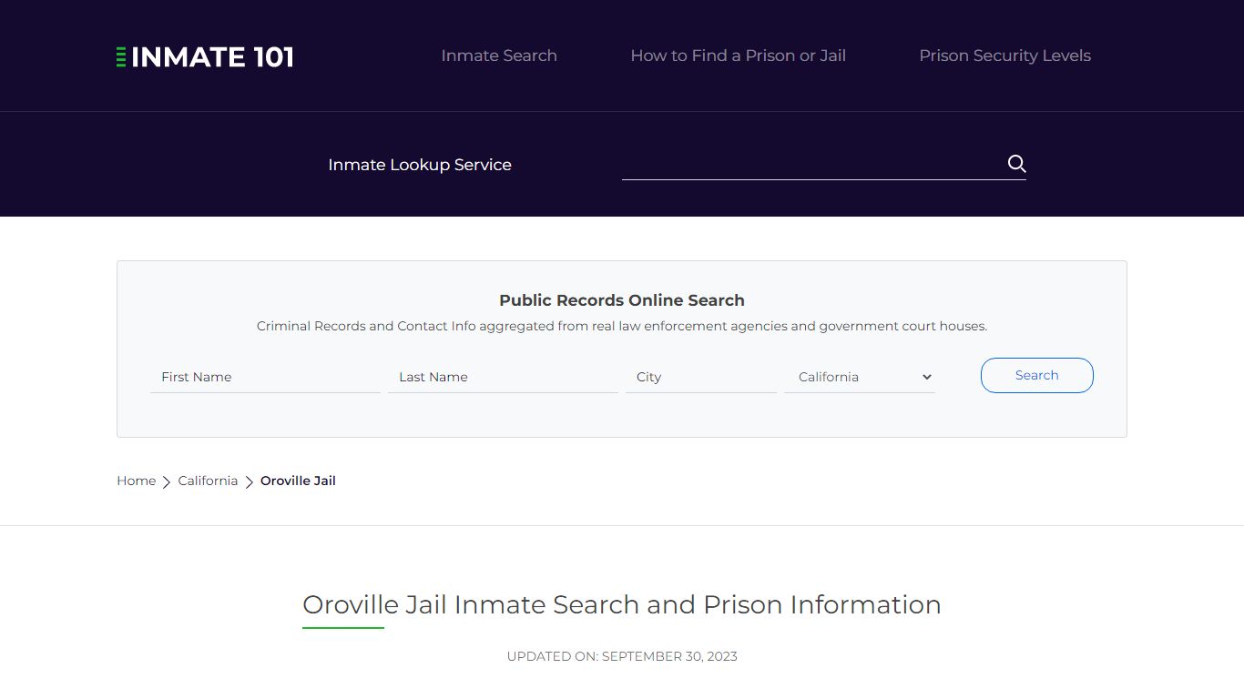 Oroville Jail Inmate Search and Prison Information